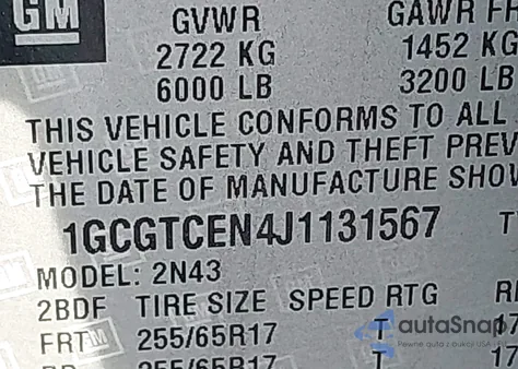 2018 Chevrolet Colorado Lt from USA, damaged, VIN 1GCGTCEN4J1131567